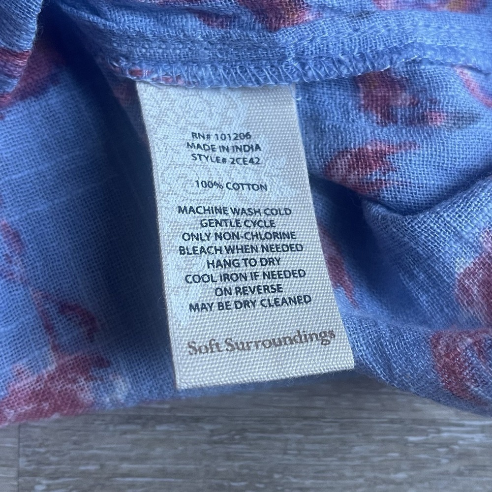 Soft Surroundings Flamingo Shirt Medium Button Down Long Sleeve Blouse New - Picture 6 of 7